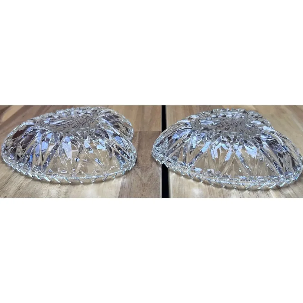 Retro Heart Shaped Jewelry Trinket Dish Clear Glass Sawtooth Edge Cottage Sweet